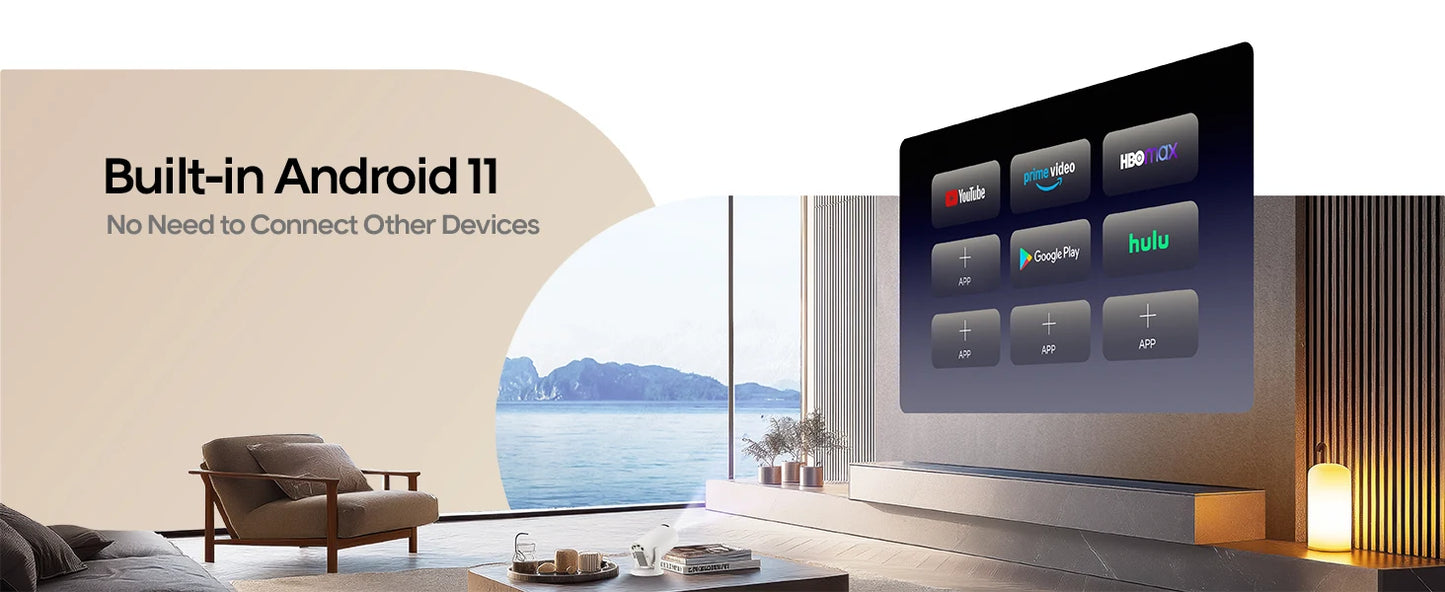 Projektor Magcubic HY300 Pro+ 4K Android 11 290ANSI przenośny Wi-Fi 6 BT5.4 kino zewnętrzne głośnik 5 W HiFi obsługa 720P HD