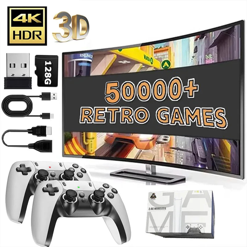 Konsola do gier 128G Game Stick M15 4K Video TV Bezprzewodowe gamepady Gra wideo 64G 40000+/50000+ Klasyczne gry arcade HD Dla dwóch graczy