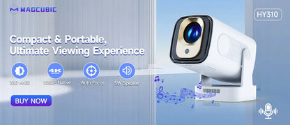 Projektor Magcubic HY300 Pro+ 4K Android 11 290ANSI przenośny Wi-Fi 6 BT5.4 kino zewnętrzne głośnik 5 W HiFi obsługa 720P HD